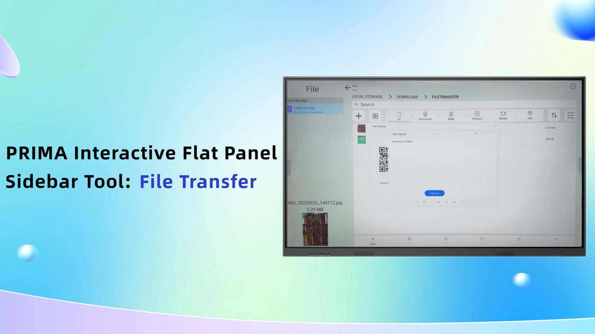 ✨ Experience effortless file sharing with PRIMA Interactive Flat Panel!