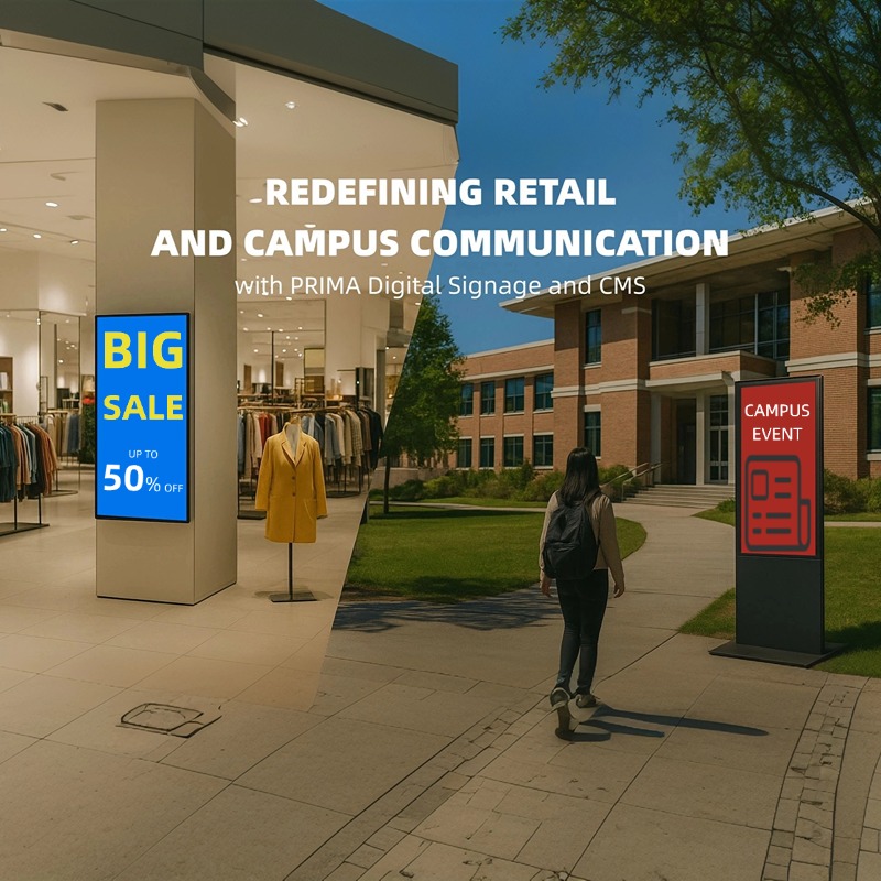 Redefining Retail and Campus Communication with PRIMA Digital Signage and CMS