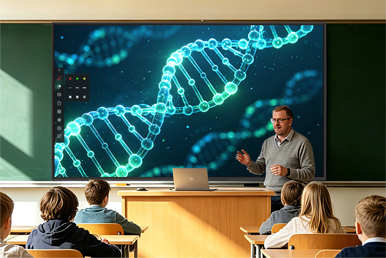 Students using PRIMA SK6C non-OS interactive display for intelligent education